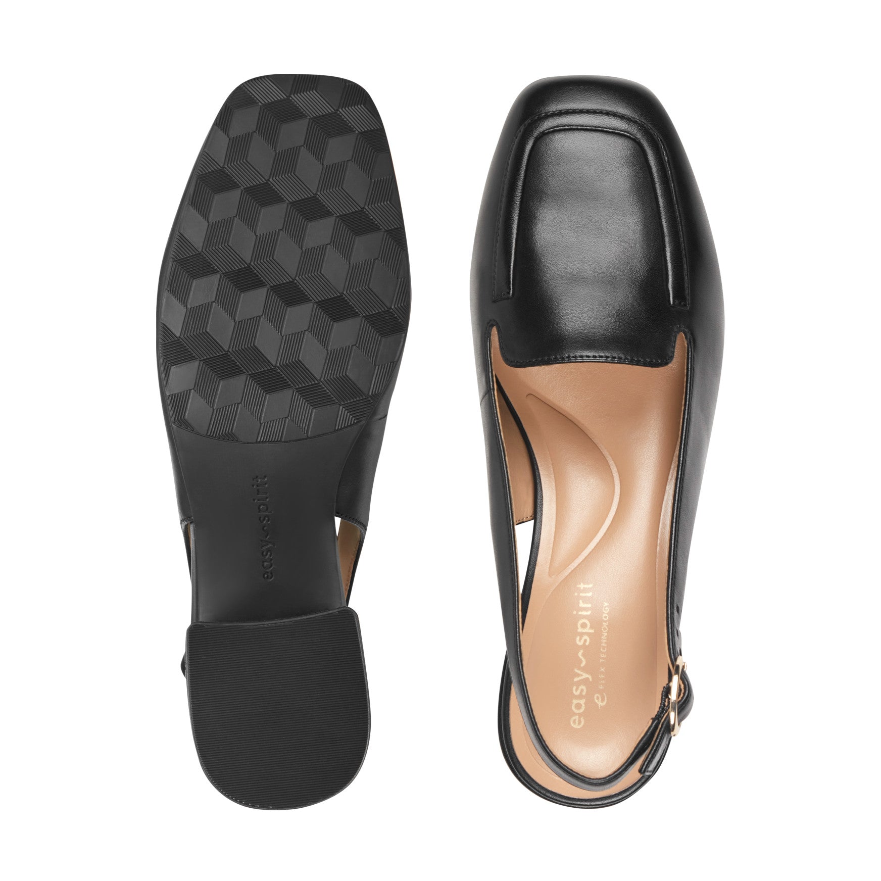 Easy Spirit Farida Slingback Loafers - Black Leather