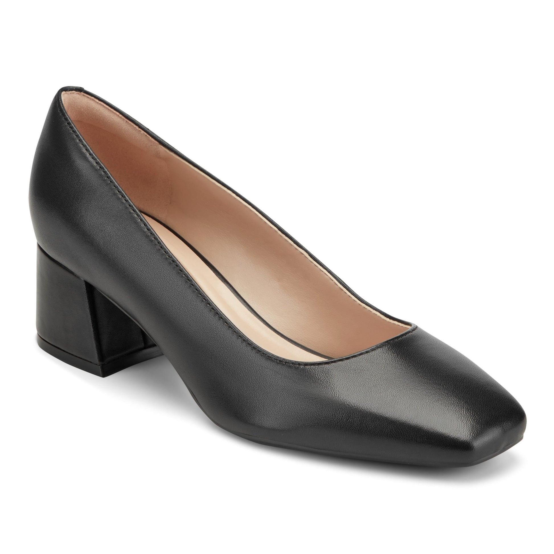 Easy Spirit Marelyn Block Heel Dress Pumps - Black Leather