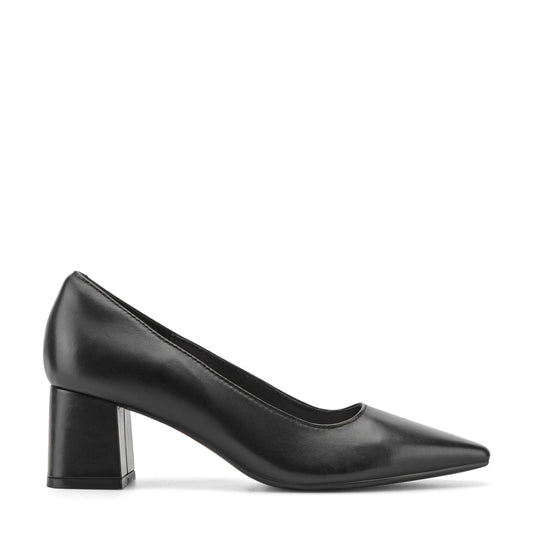 Easy Spirit Dorian Block Heel Pumps - Black Leather