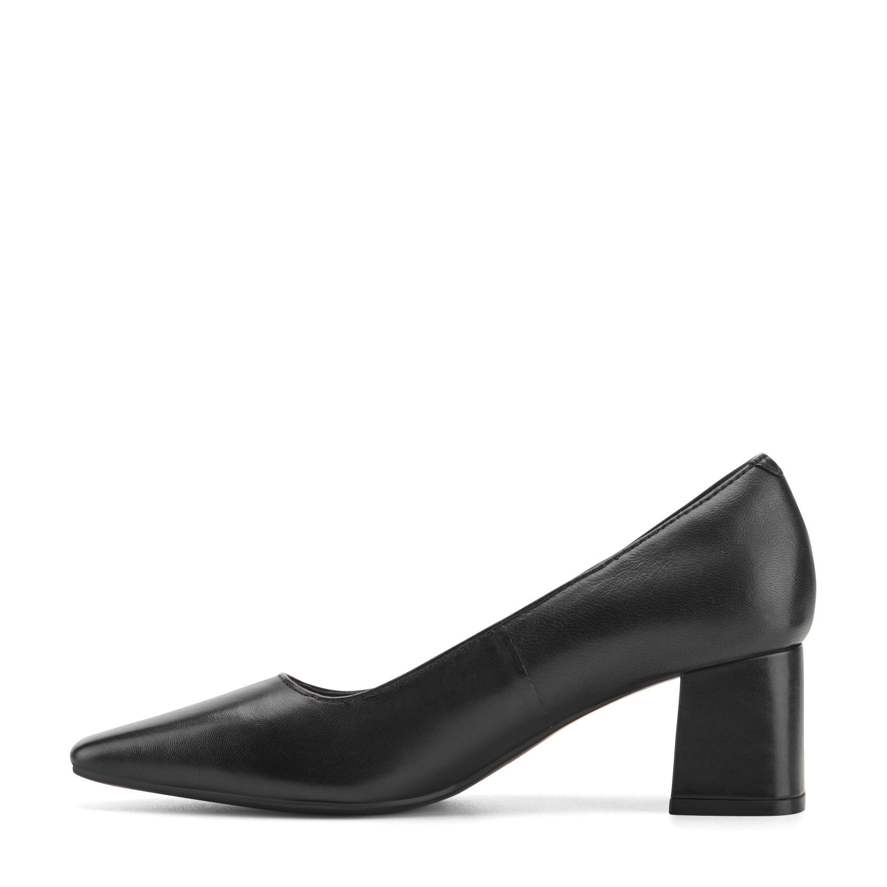 Easy Spirit Dorian Block Heel Pumps - Black Leather