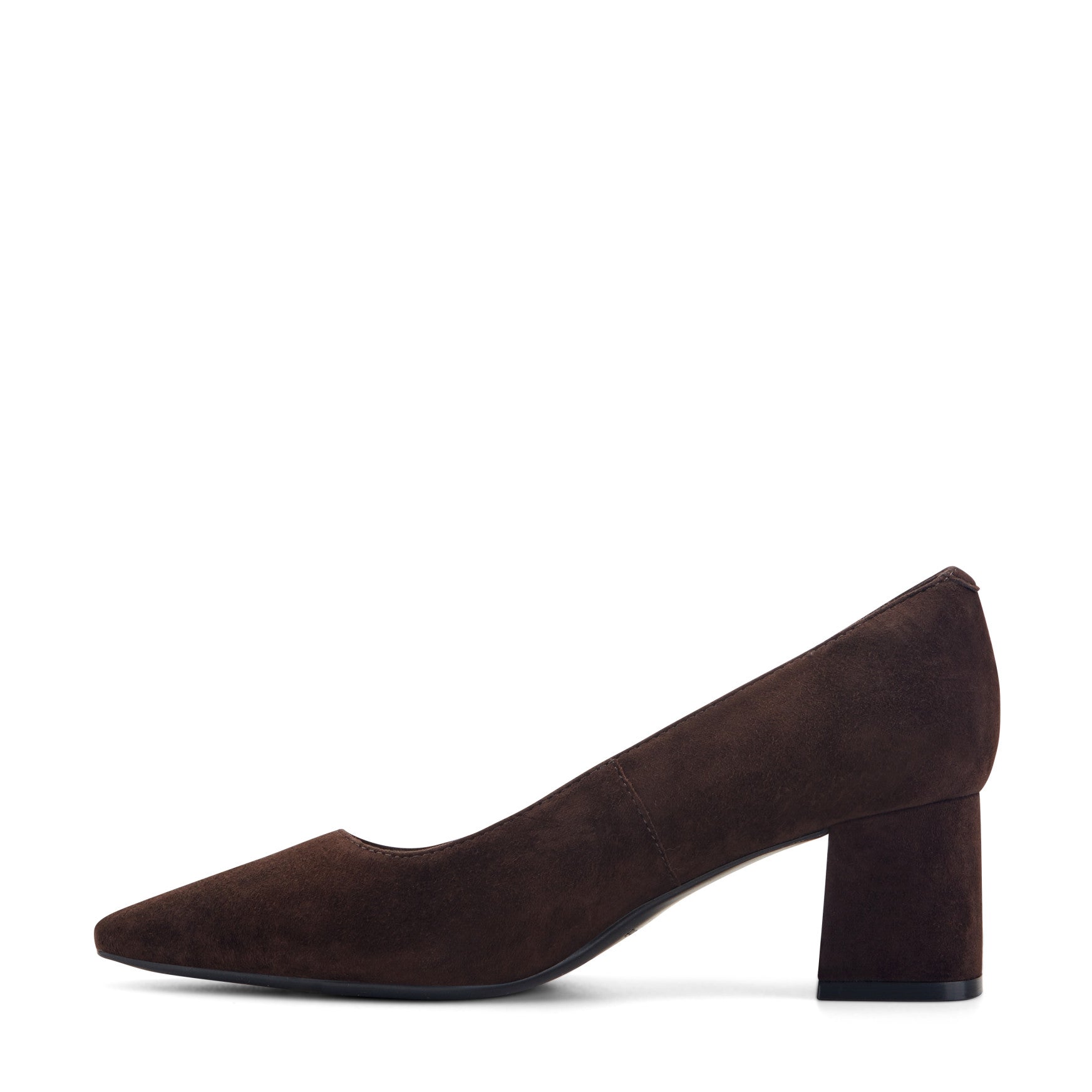 Easy Spirit Dorian Block Heel Pumps - Dark Brown Suede