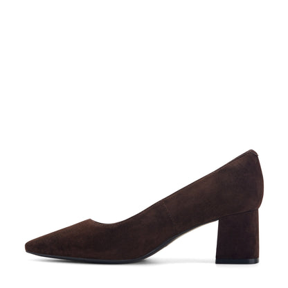 Easy Spirit Dorian Block Heel Pumps - Dark Brown Suede