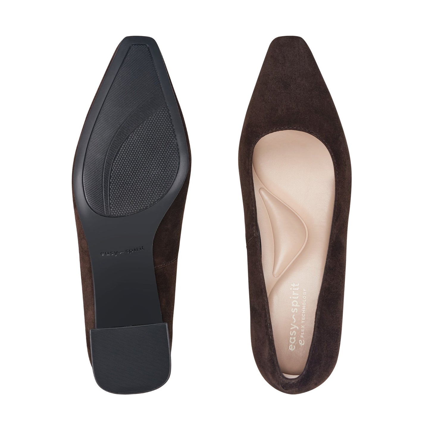 Easy Spirit Dorian Block Heel Pumps - Dark Brown Suede
