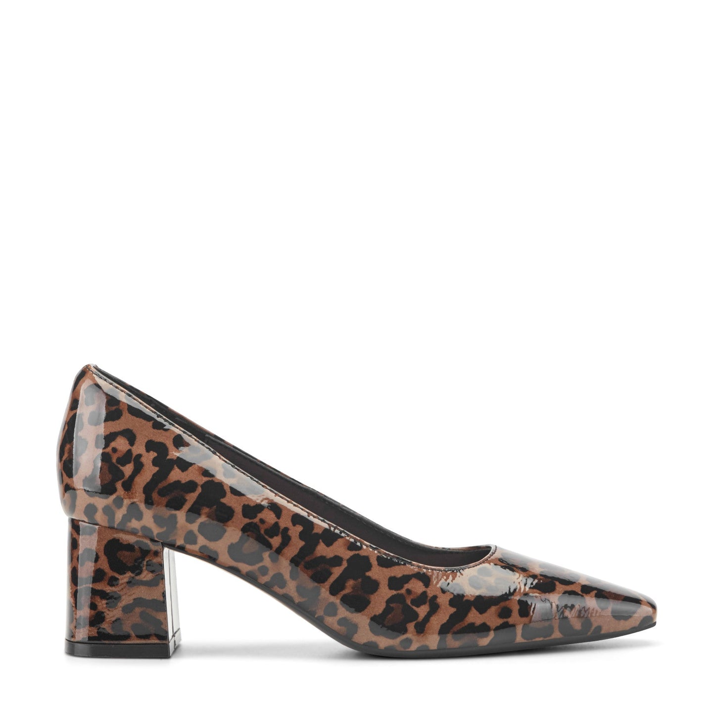 Easy Spirit Dorian Block Heel Pumps - Leopard Print Patent Leather