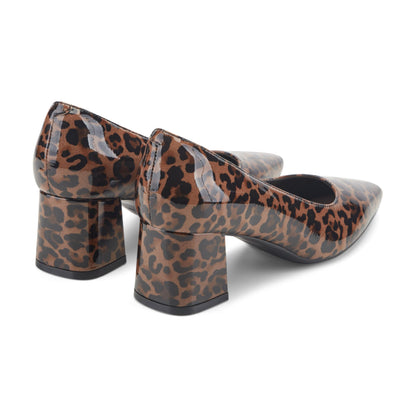 Easy Spirit Dorian Block Heel Pumps - Leopard Print Patent Leather