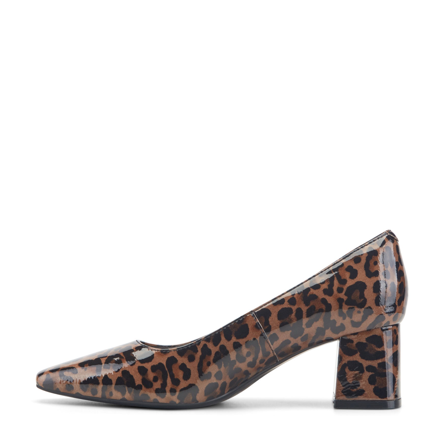Easy Spirit Dorian Block Heel Pumps - Leopard Print Patent Leather