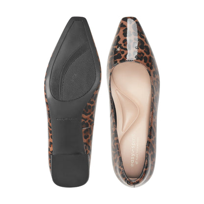 Easy Spirit Dorian Block Heel Pumps - Leopard Print Patent Leather