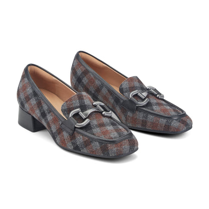 Easy Spirit Franny Dress Loafers - Dark Grey Plaid Multi