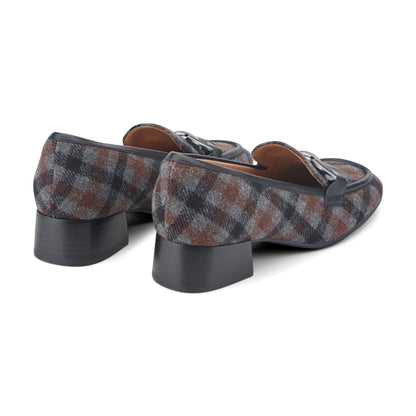 Easy Spirit Franny Dress Loafers - Dark Grey Plaid Multi