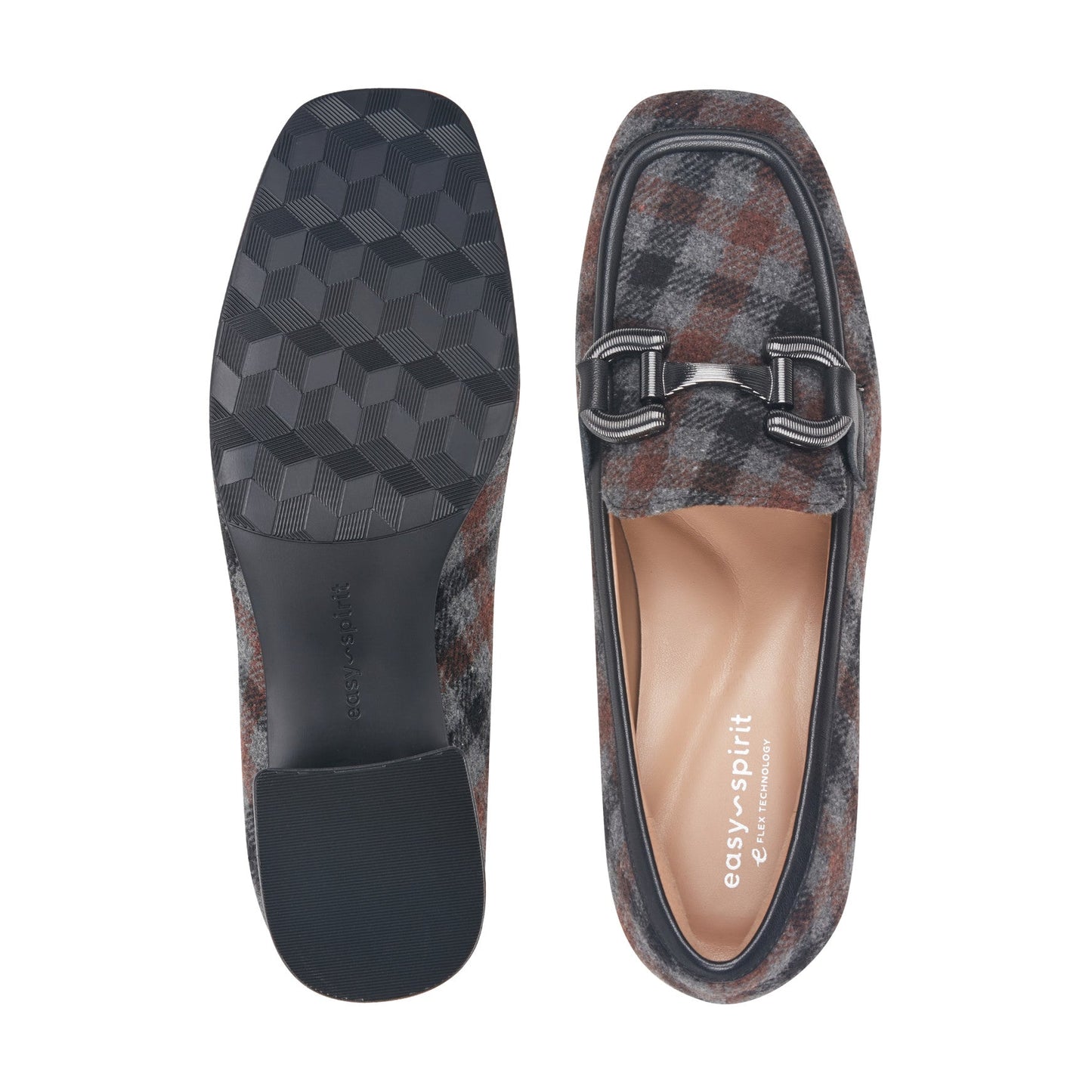 Easy Spirit Franny Dress Loafers - Dark Grey Plaid Multi