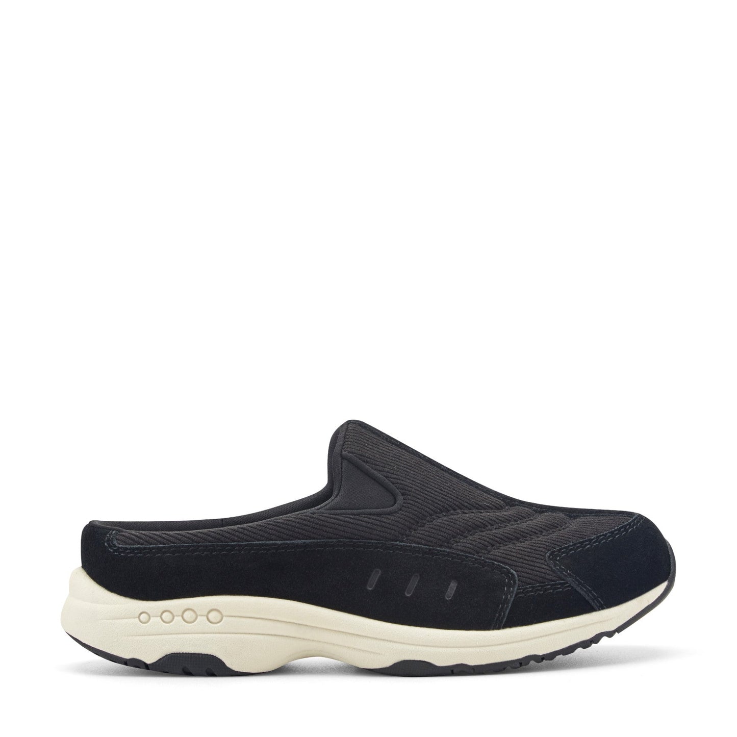 Easy Spirit Traveltime Clogs - Black Suede/Corduroy