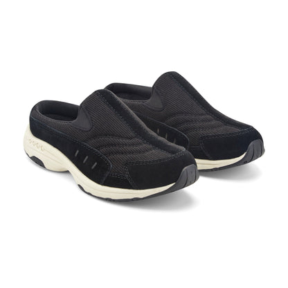 Easy Spirit Traveltime Clogs - Black Suede/Corduroy