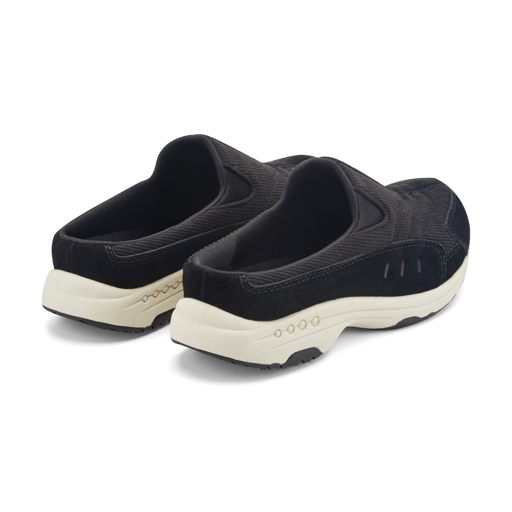 Easy Spirit Traveltime Clogs - Black Suede/Corduroy