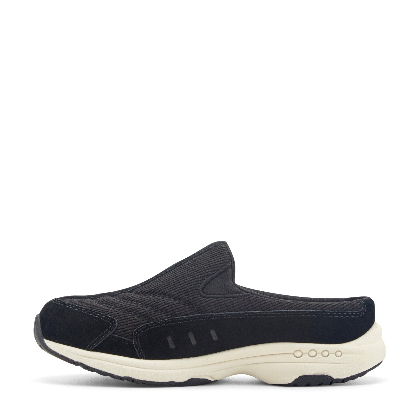 Easy Spirit Traveltime Clogs - Black Suede/Corduroy
