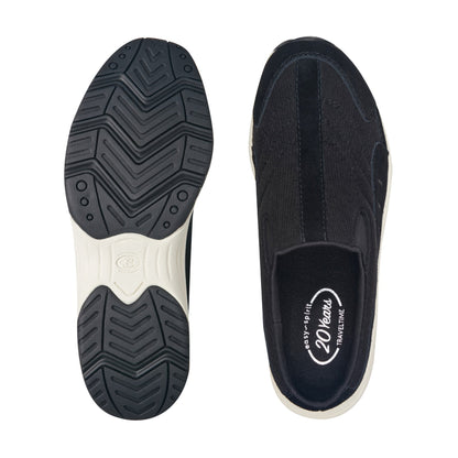 Easy Spirit Traveltime Clogs - Black Suede/Corduroy