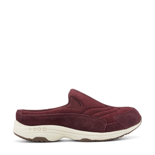 Easy Spirit Traveltime Clogs - Burgundy Suede/Corduroy