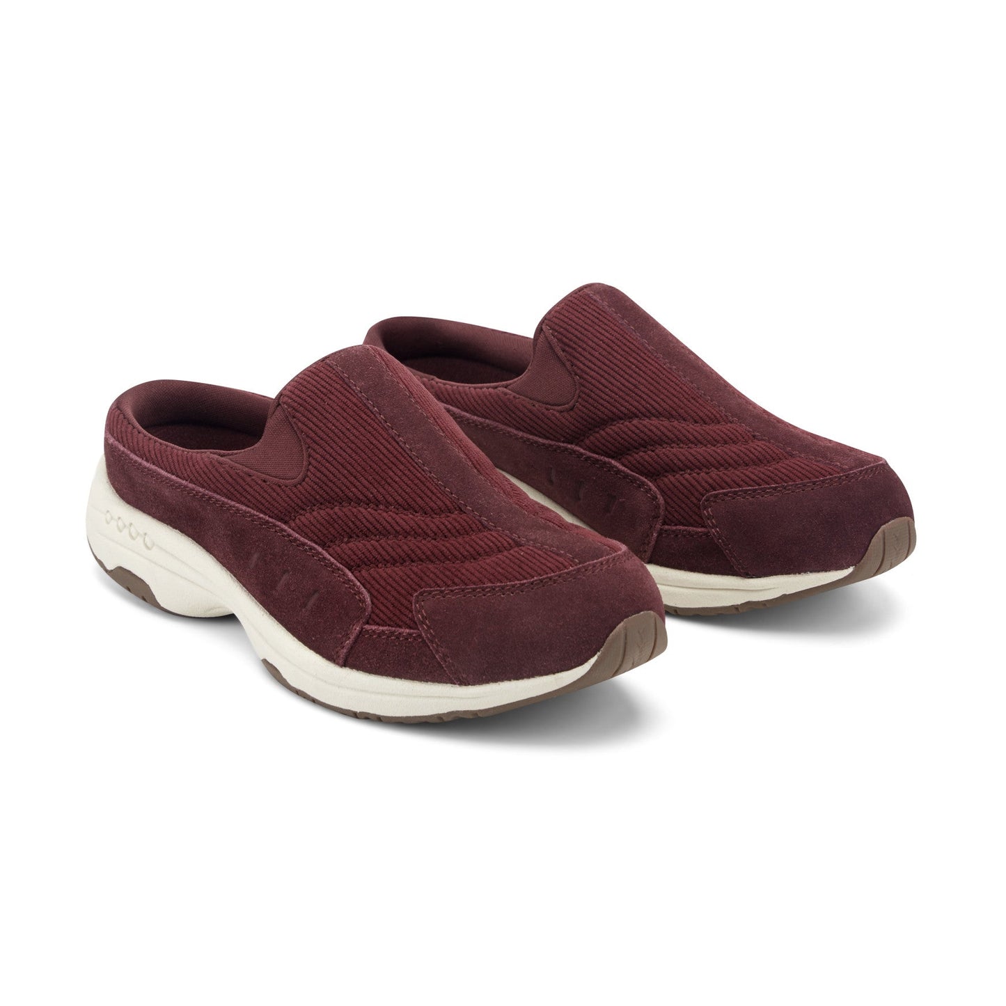 Easy Spirit Traveltime Clogs - Burgundy Suede/Corduroy