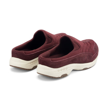 Easy Spirit Traveltime Clogs - Burgundy Suede/Corduroy