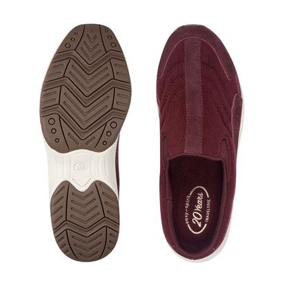 Easy Spirit Traveltime Clogs - Burgundy Suede/Corduroy