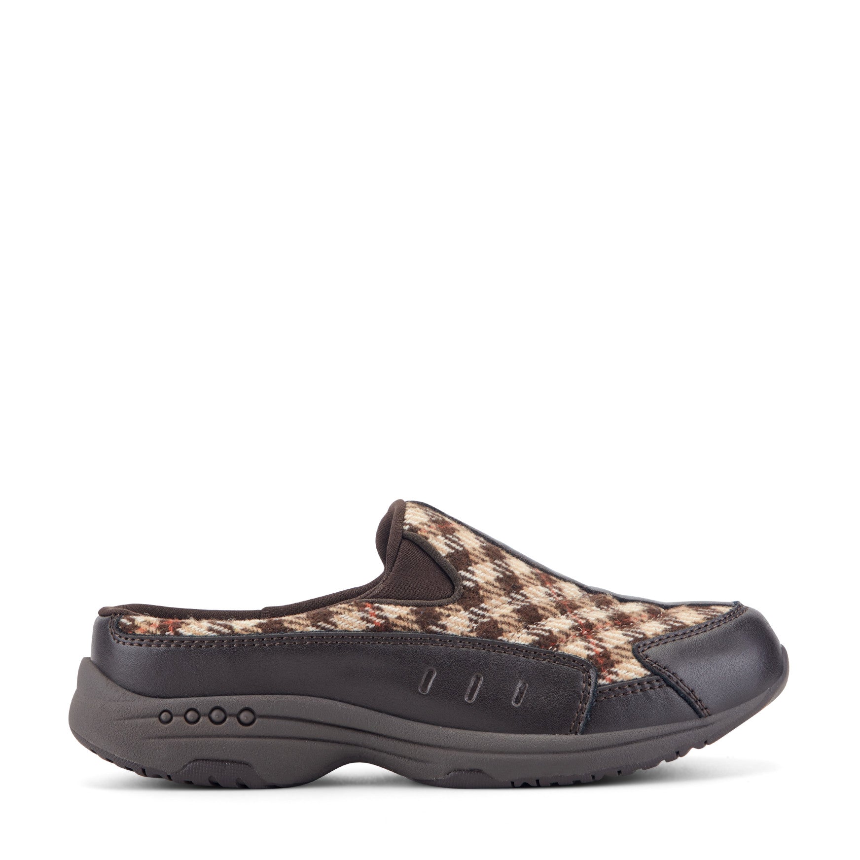 Easy Spirit Traveltime Clogs - Dark Brown Plaid Multi