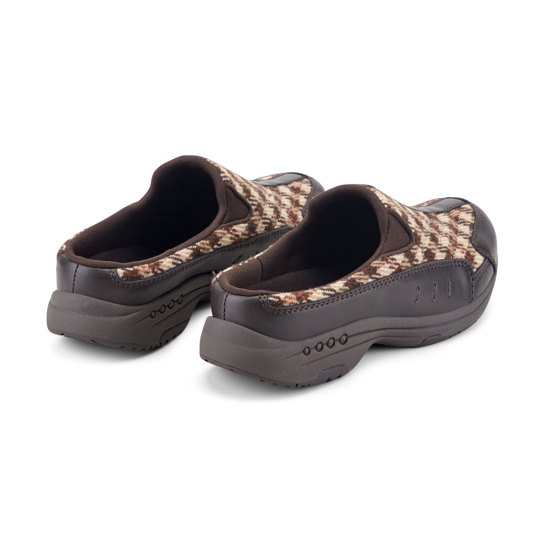 Easy Spirit Traveltime Clogs - Dark Brown Plaid Multi