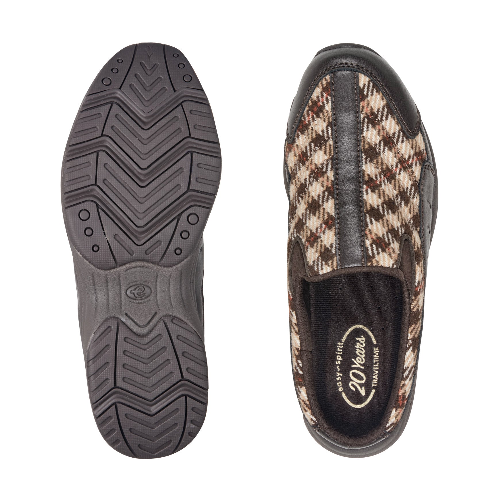 Easy Spirit Traveltime Clogs - Dark Brown Plaid Multi
