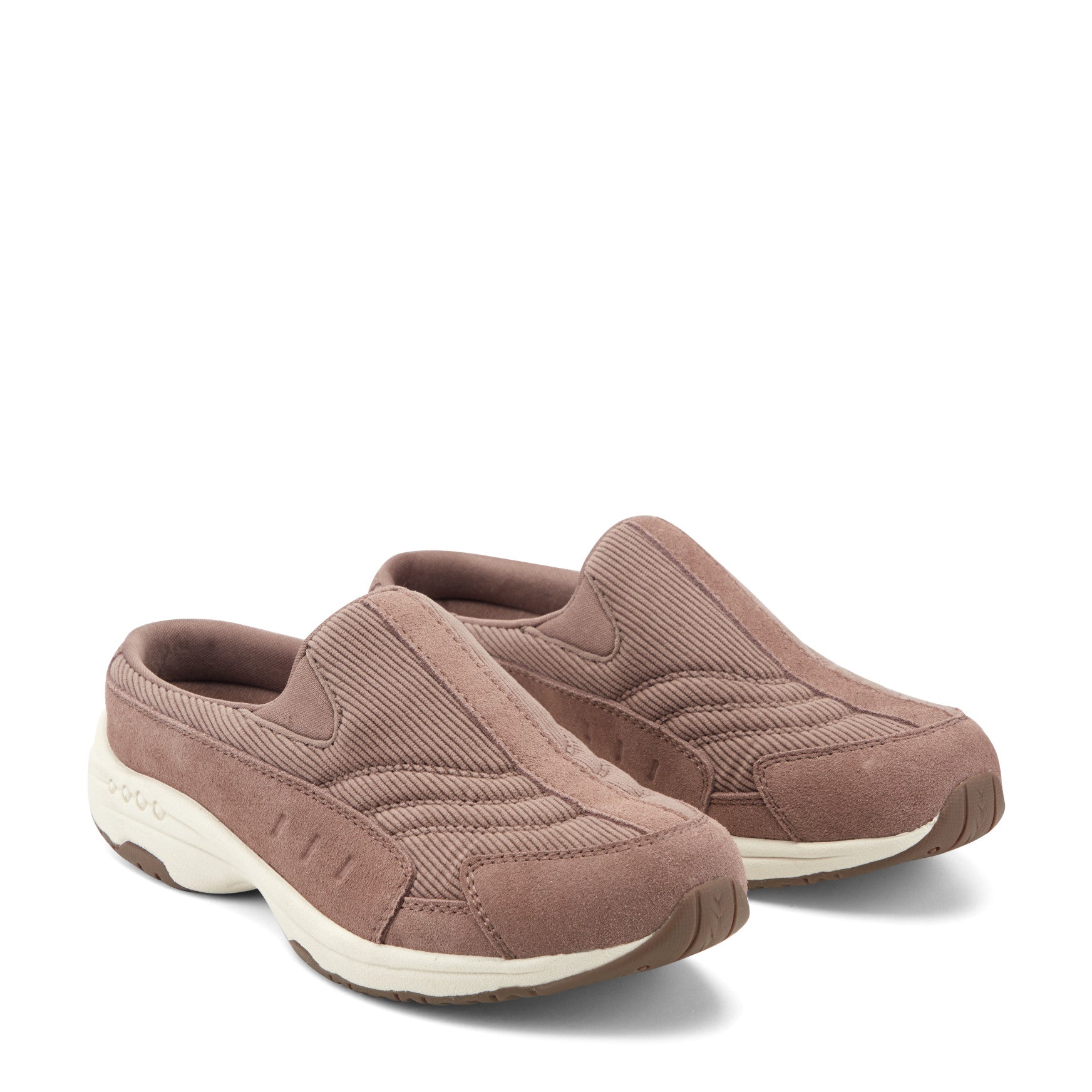 Easy Spirit Traveltime Clogs - Taupe Suede/Corduroy