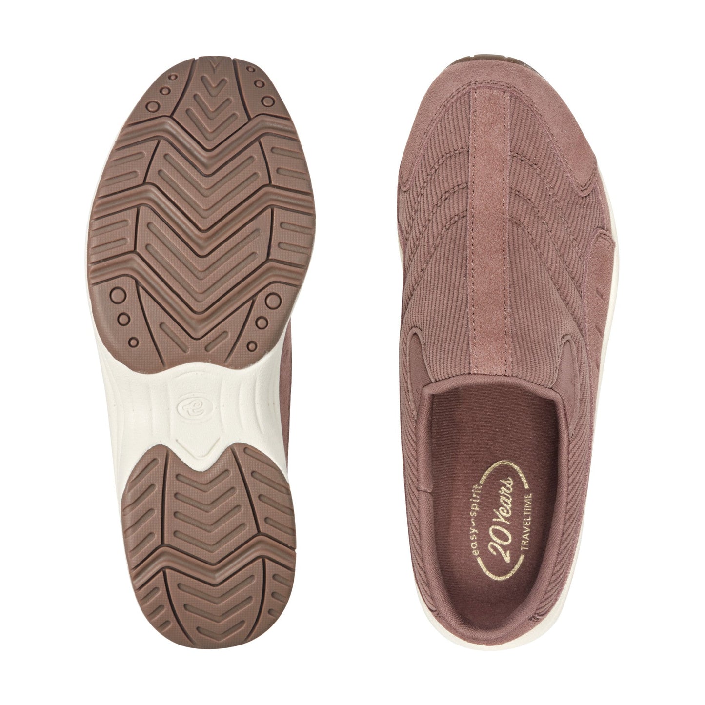 Easy Spirit Traveltime Clogs - Taupe Suede/Corduroy