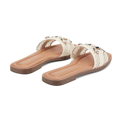 Easy Spirit Vana Horsebit Slip On Sandals - Light Natural/Raffia