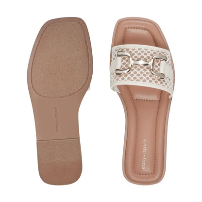 Easy Spirit Vana Horsebit Slip On Sandals - Light Natural/Raffia