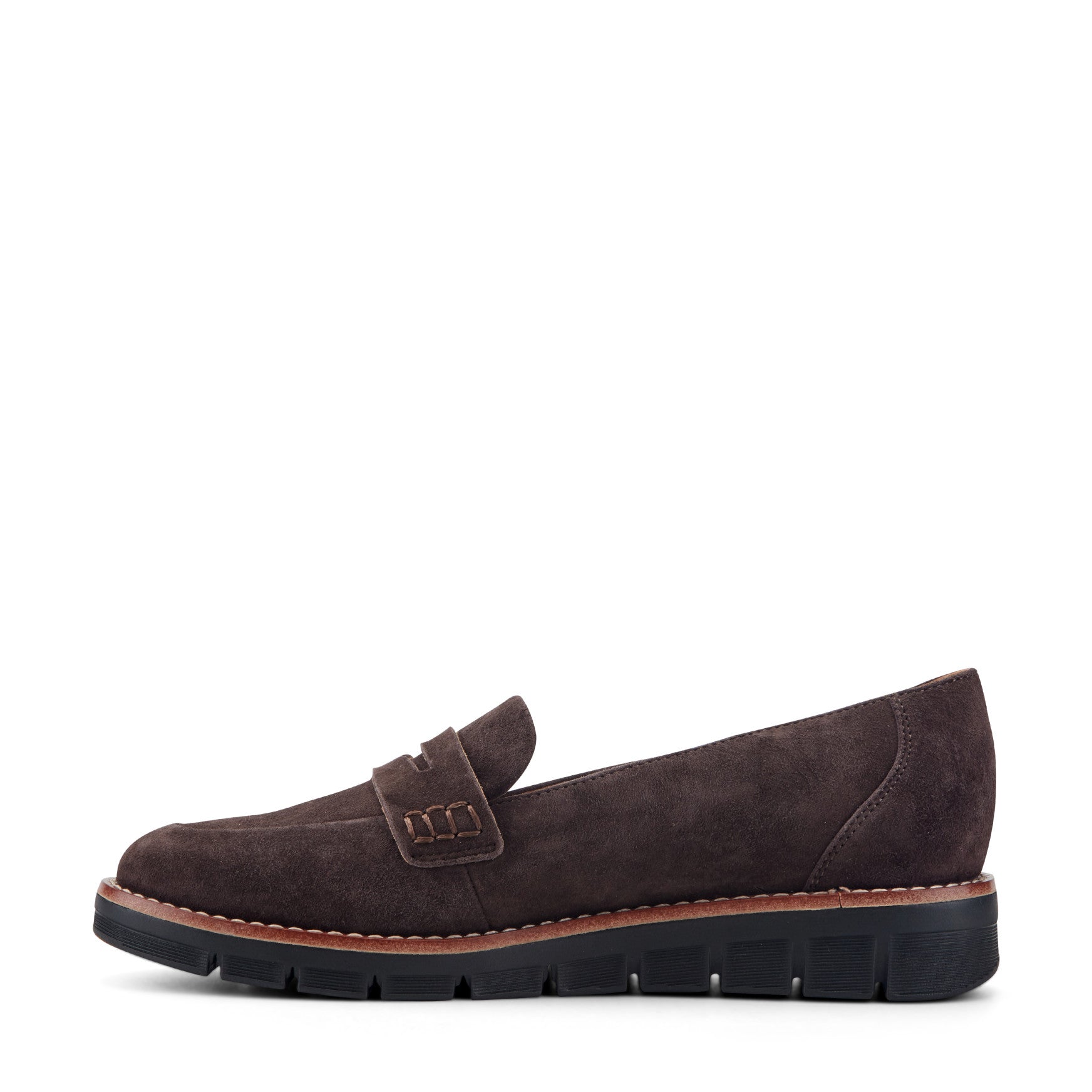 Easy Spirit Velia Casual Slip On Loafers - Dark Brown Suede