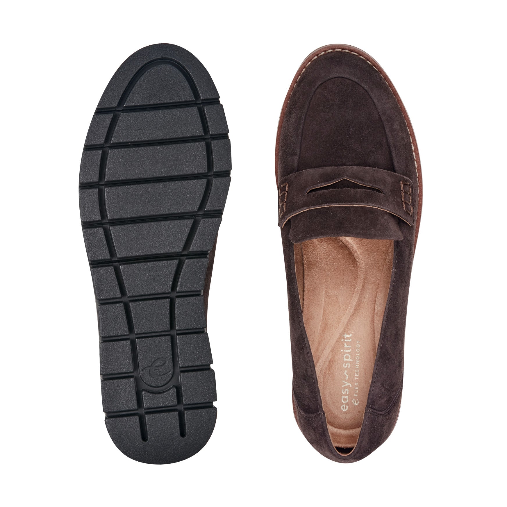 Easy Spirit Velia Casual Slip On Loafers - Dark Brown Suede