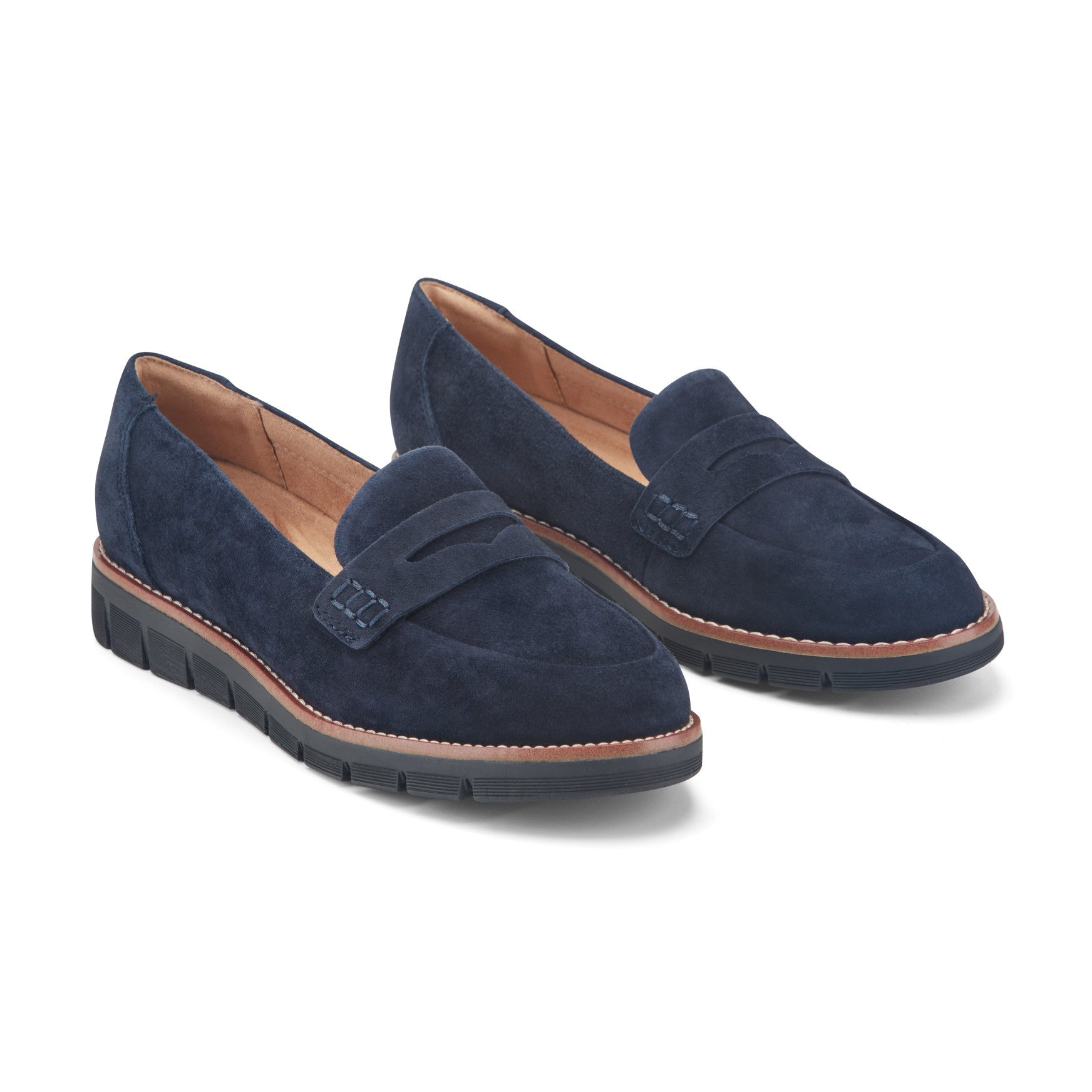Easy Spirit Velia Casual Slip On Loafers - Navy Suede