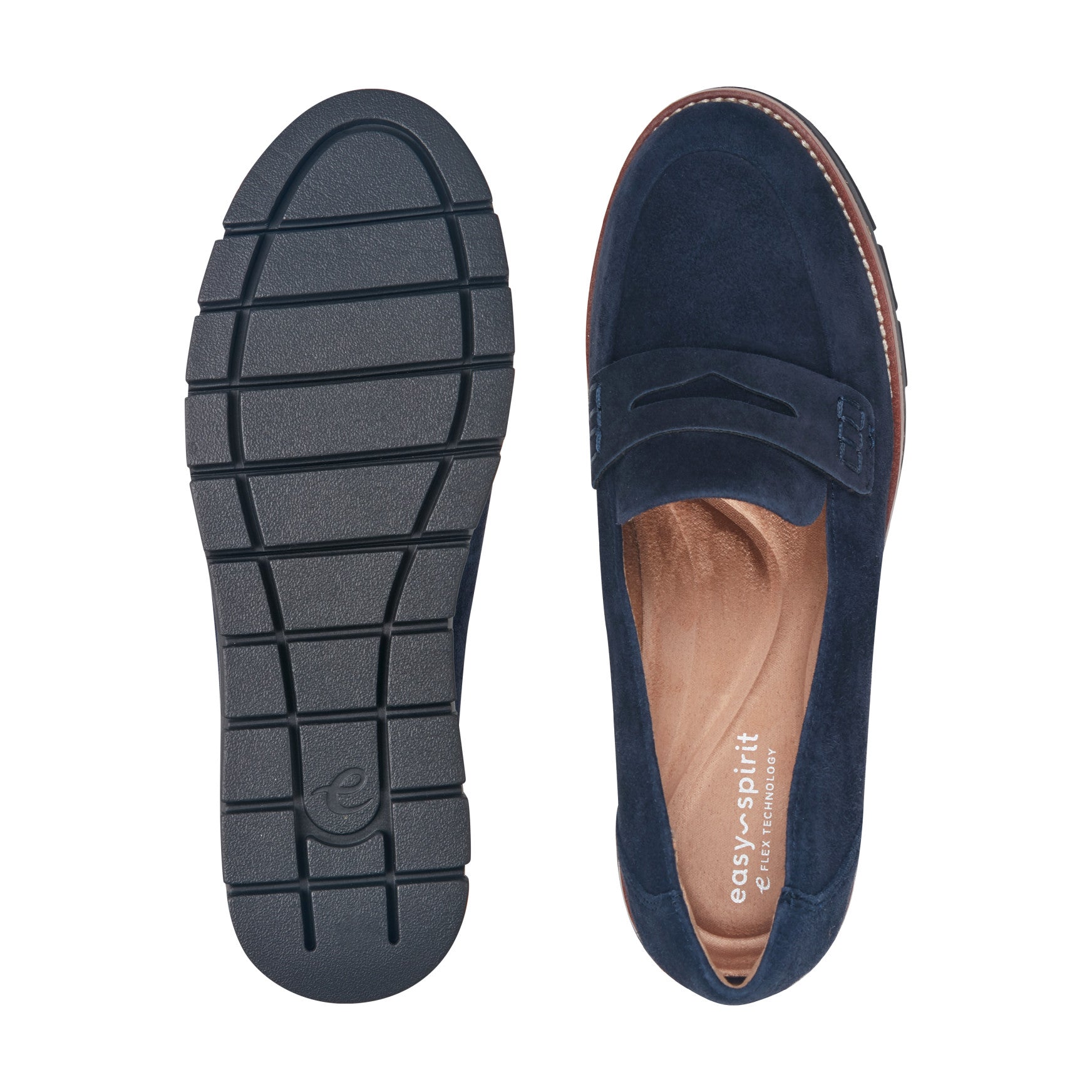 Easy Spirit Velia Casual Slip On Loafers - Navy Suede