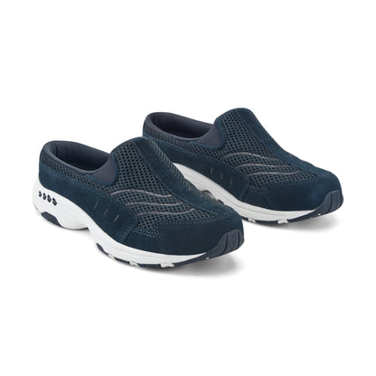 Easy Spirit Traveltime Classic Clogs - Navy Suede Mesh