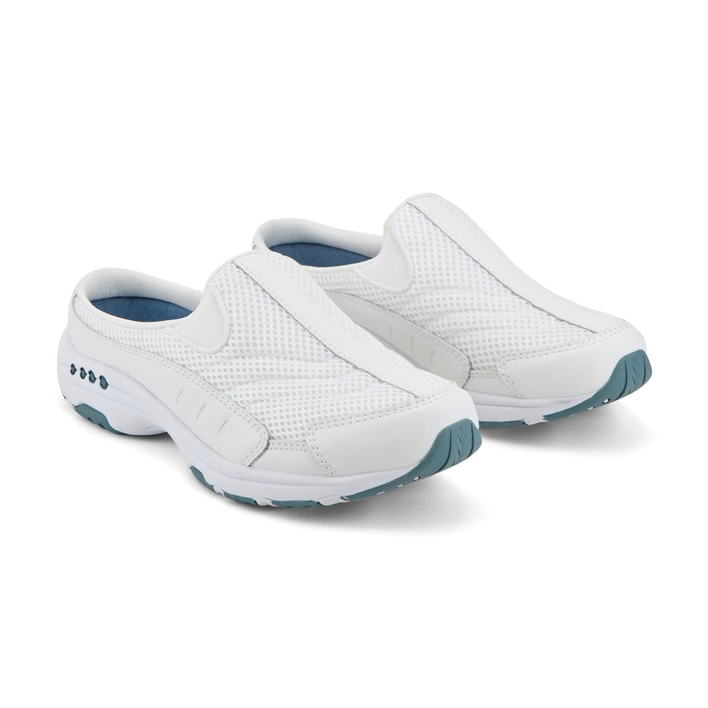 Easy Spirit Traveltime Classic Clogs - White Leather Mesh