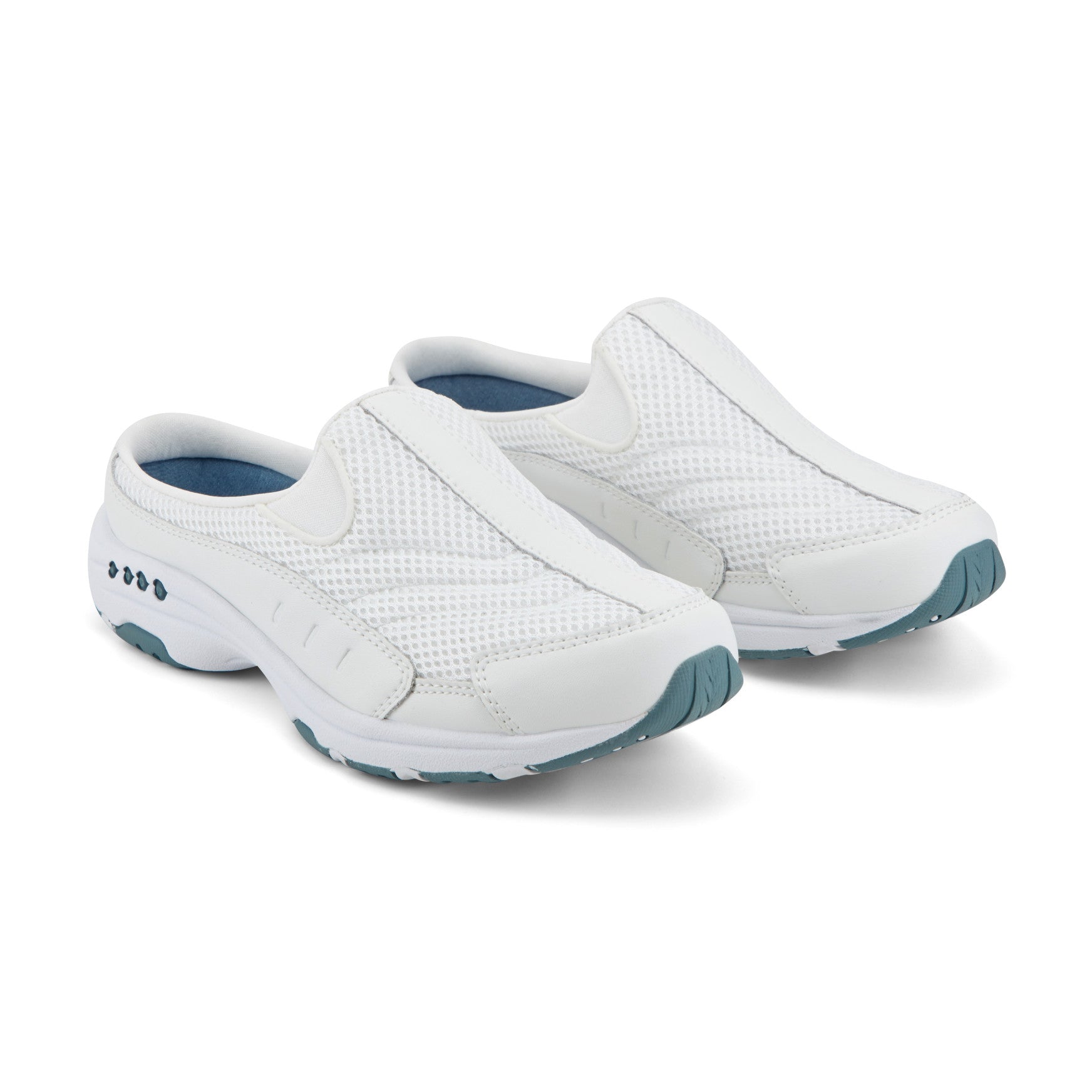 Easy Spirit Traveltime Classic Clogs - White Leather Mesh