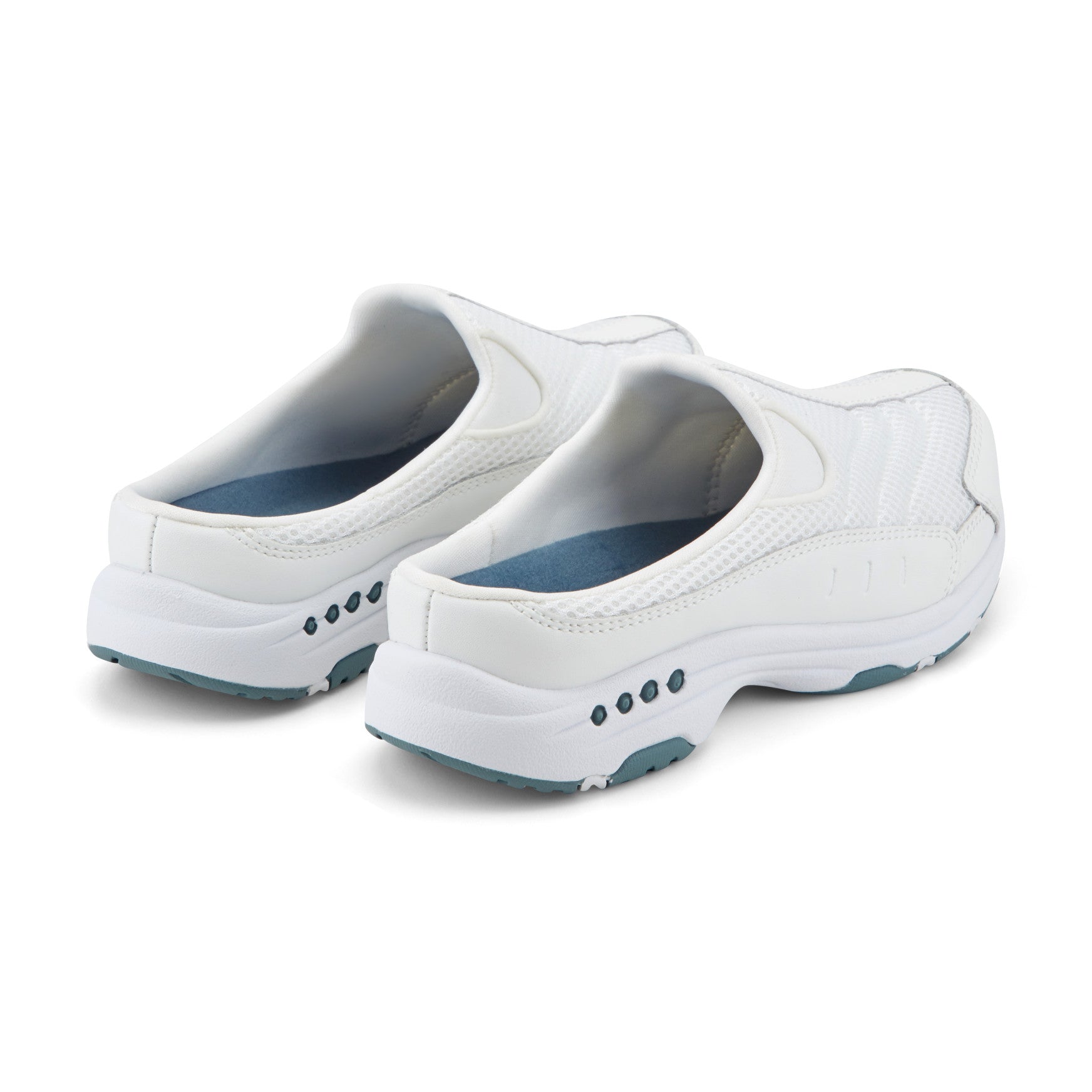Easy Spirit Traveltime Classic Clogs - White Leather Mesh