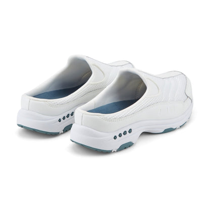 Easy Spirit Traveltime Classic Clogs - White Leather Mesh