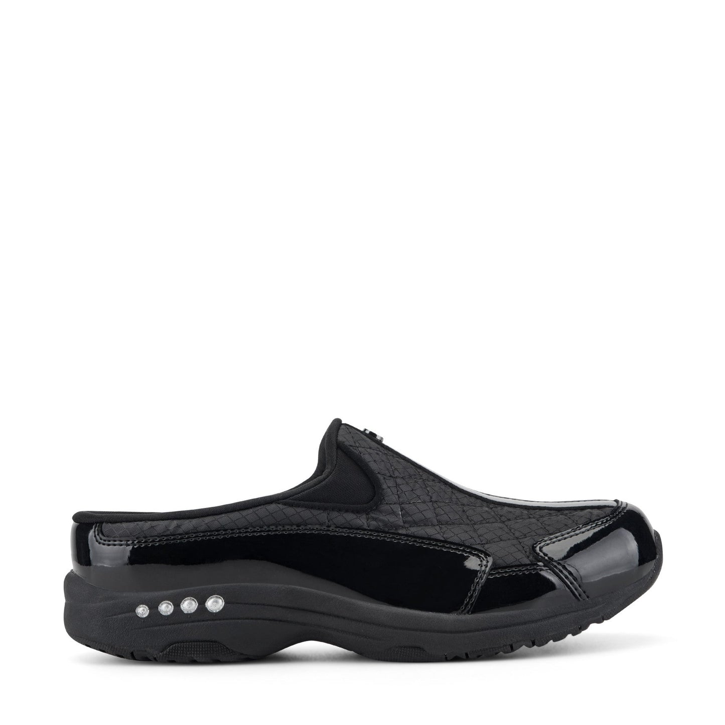 Easy Spirit Traveltime Classic Clogs - Black/Silver Patent