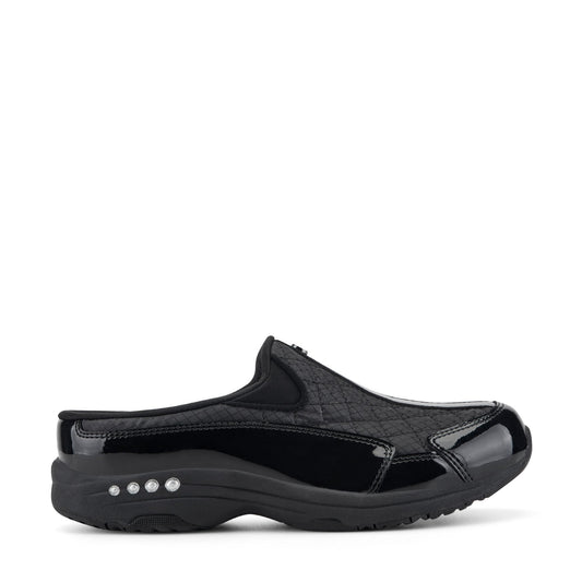 Easy Spirit Traveltime Classic Clogs - Black/Silver Patent