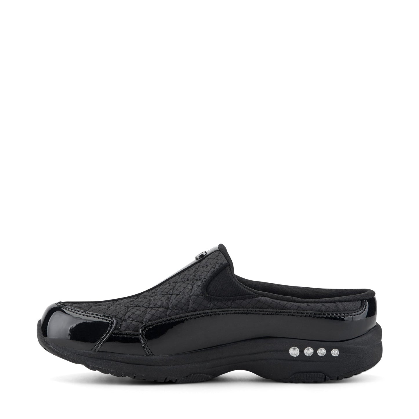 Easy Spirit Traveltime Classic Clogs - Black/Silver Patent
