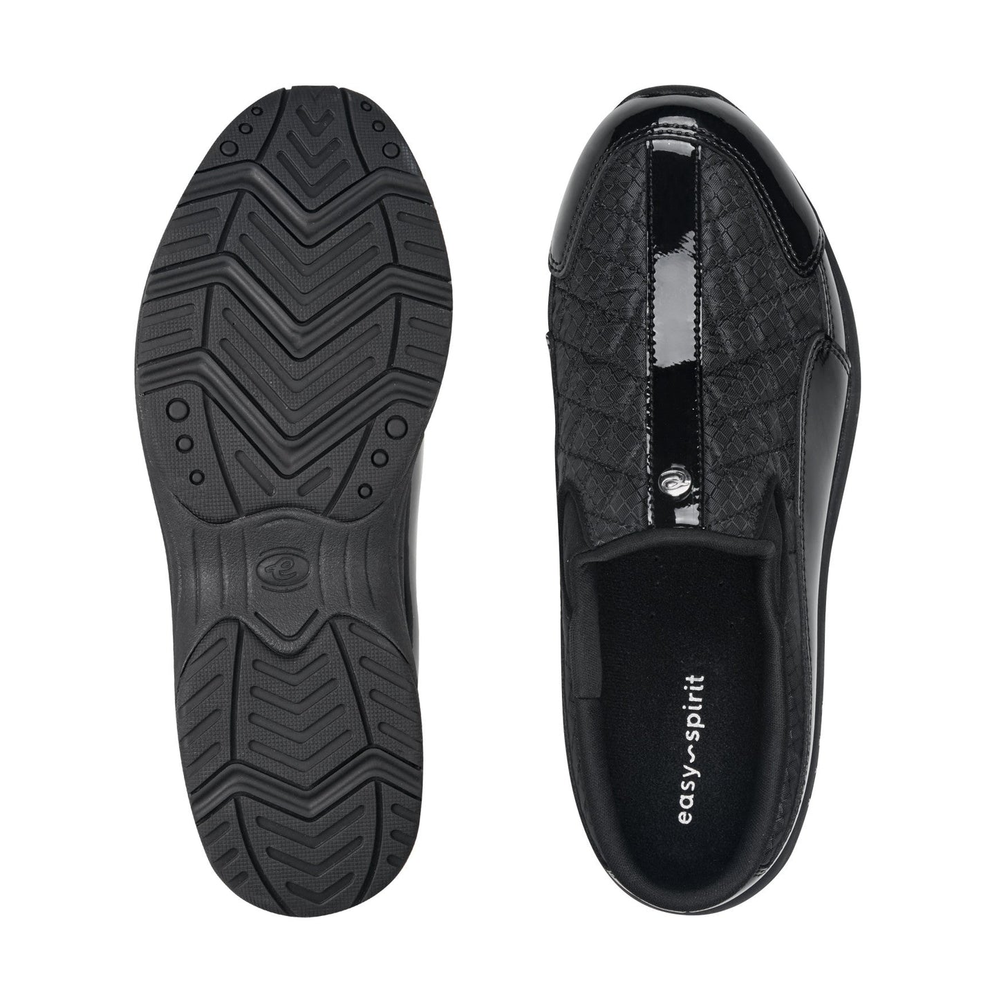 Easy Spirit Traveltime Classic Clogs - Black/Silver Patent