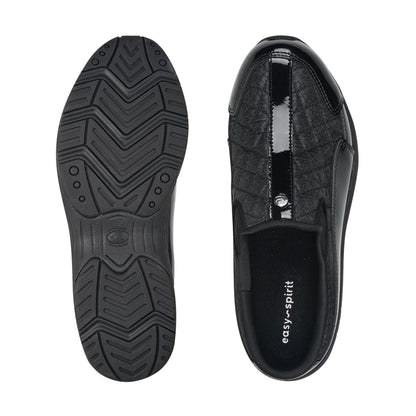 Easy Spirit Traveltime Classic Clogs - Black/Silver Patent