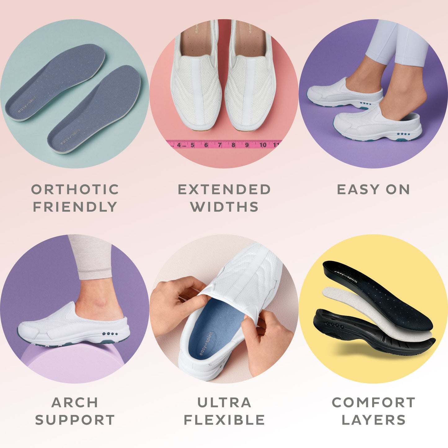 Easy Spirit Traveltime Classic Clogs - Black/Silver Patent