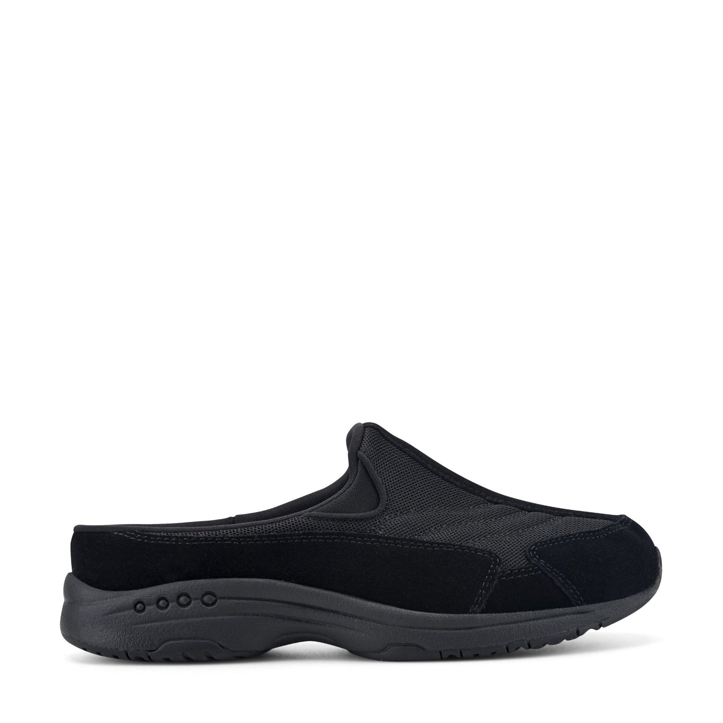 Easy Spirit Traveltime Clogs - Black/Dark Grey Suede