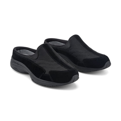 Easy Spirit Traveltime Clogs - Black/Dark Grey Suede