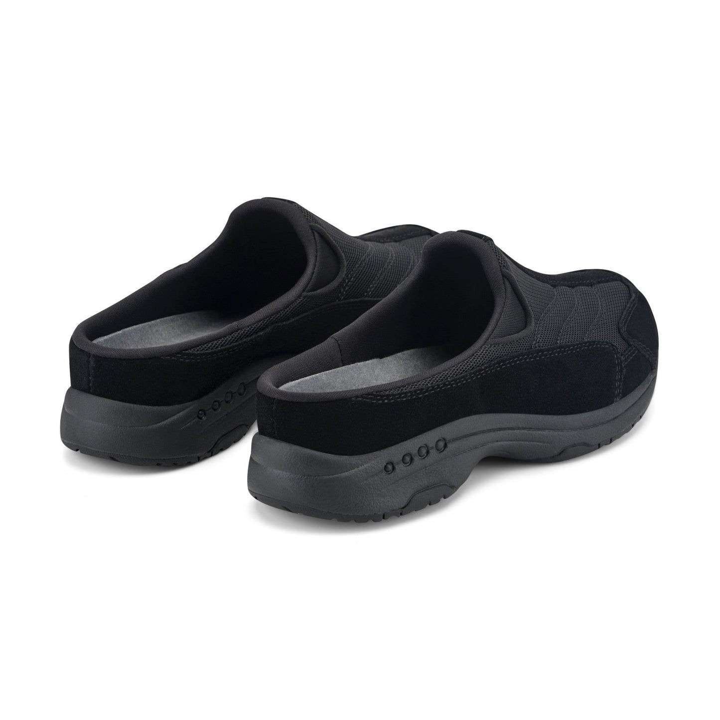 Easy Spirit Traveltime Clogs - Black/Dark Grey Suede