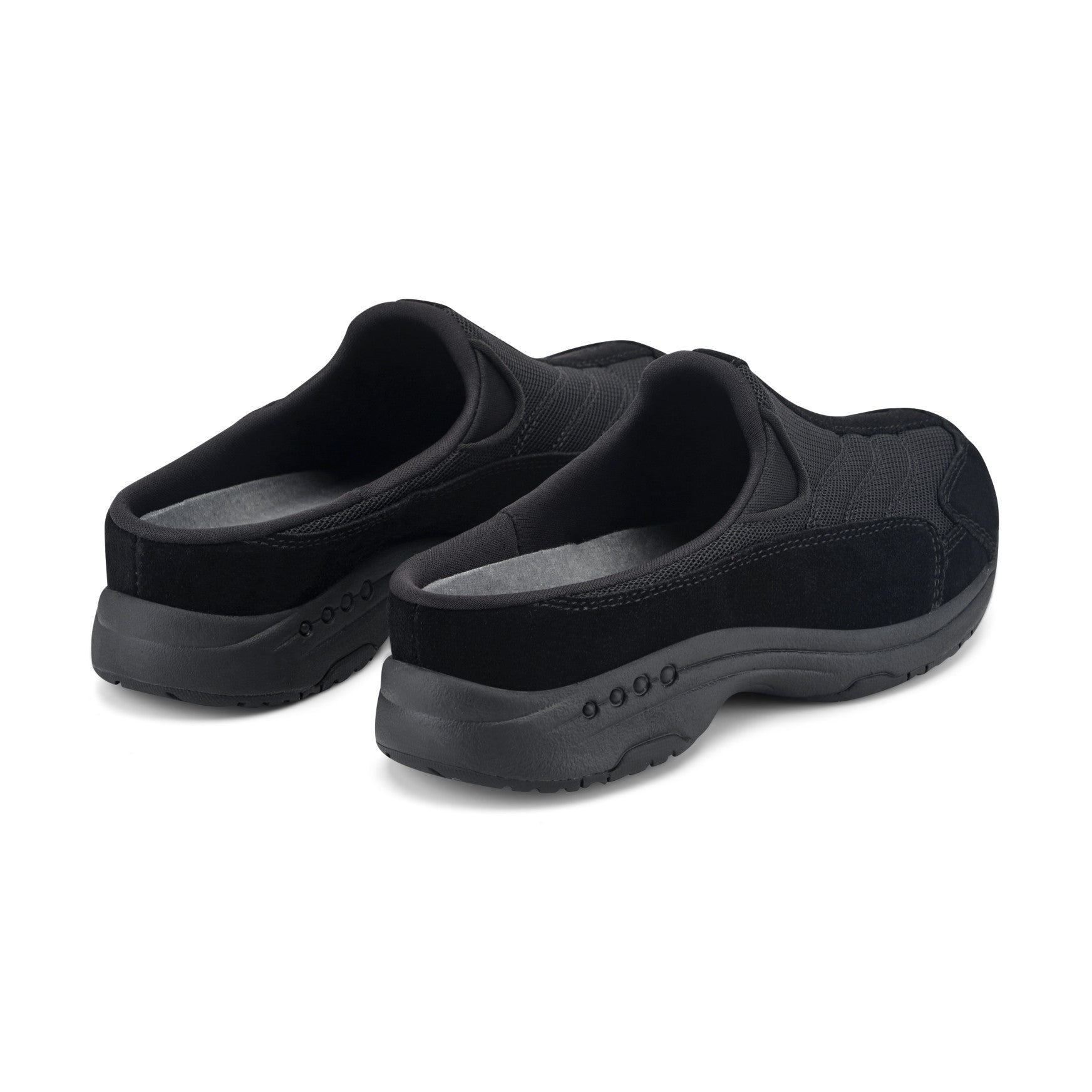Easy Spirit Traveltime Clogs - Black/Dark Grey Suede