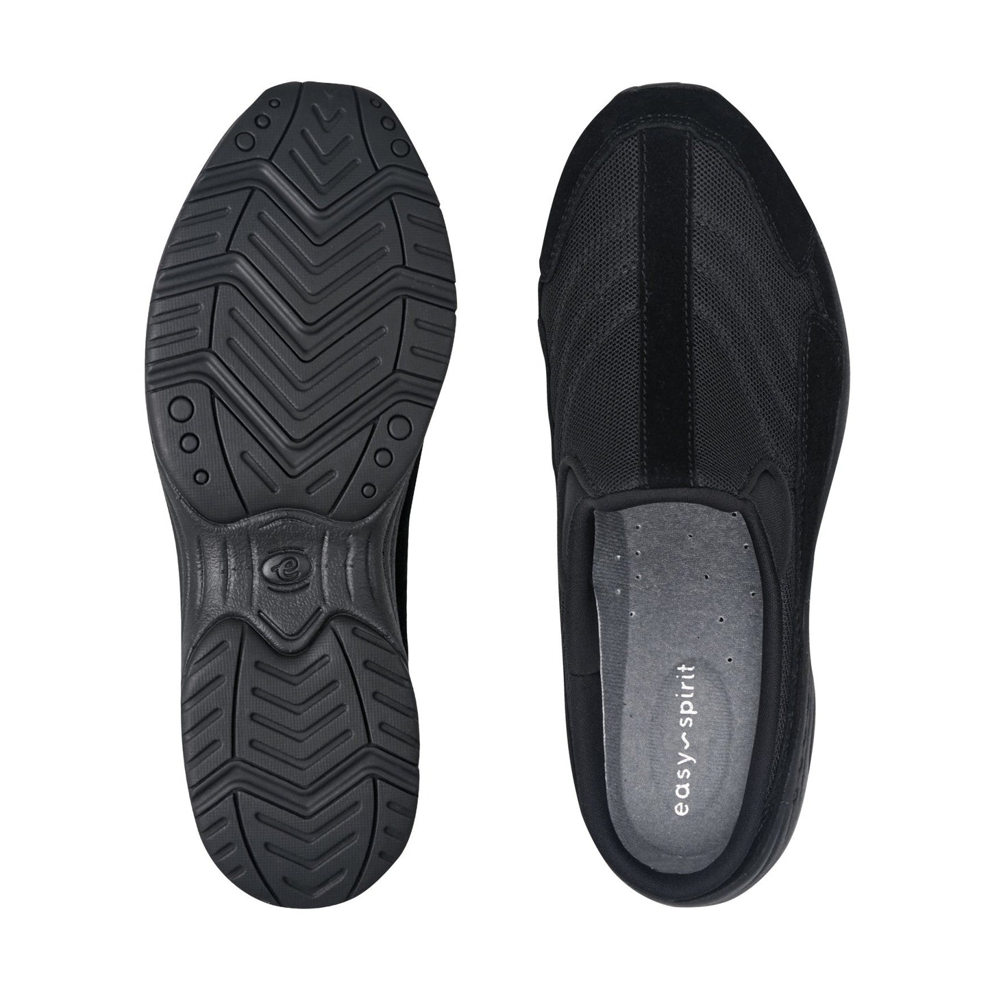 Easy Spirit Traveltime Clogs - Black/Dark Grey Suede
